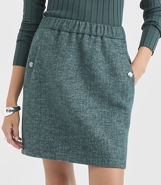 Melange Twill Pull On Mini Pocket Skirt
