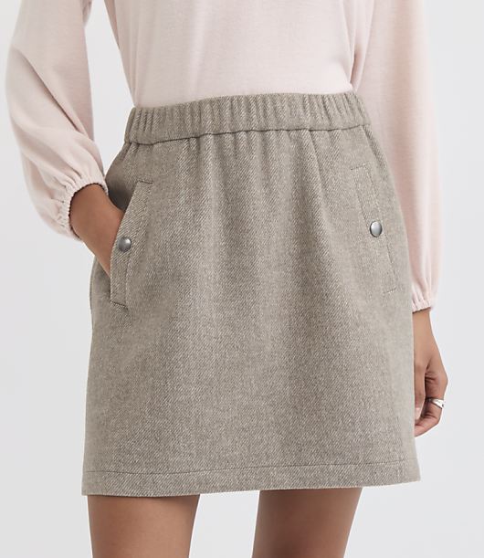 Melange Twill Pull On Mini Pocket Skirt