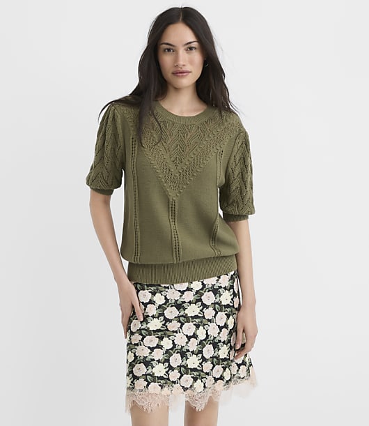 Stitchy Elbow Sleeve Sweater Tee