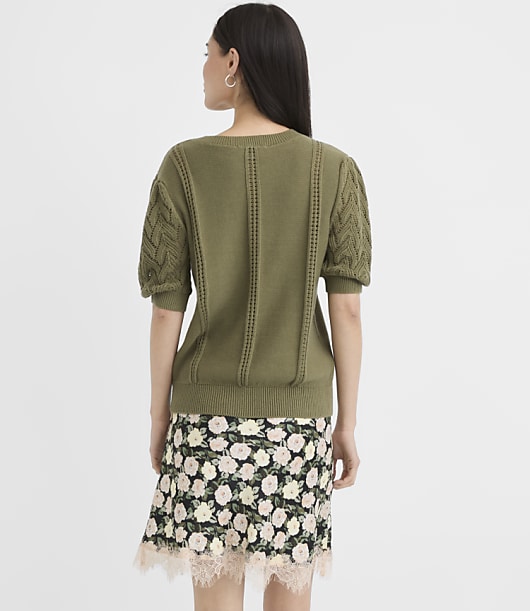 Stitchy Elbow Sleeve Sweater Tee