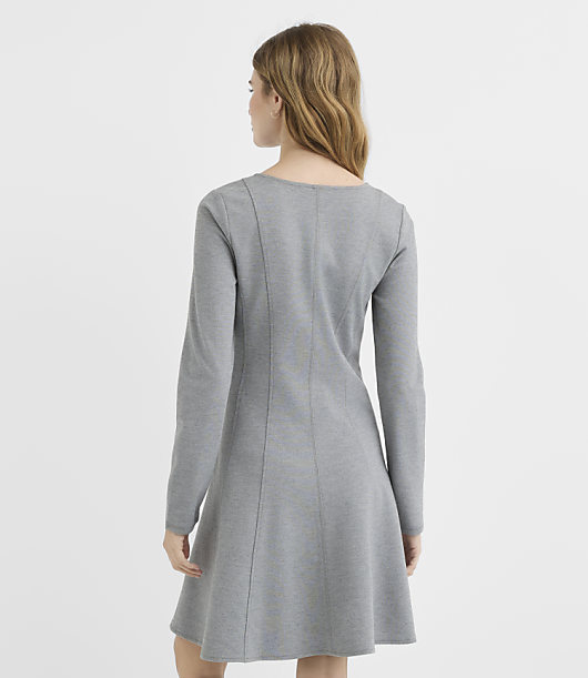 Heathered Seamed Ponte Long Sleeve Mini Dress