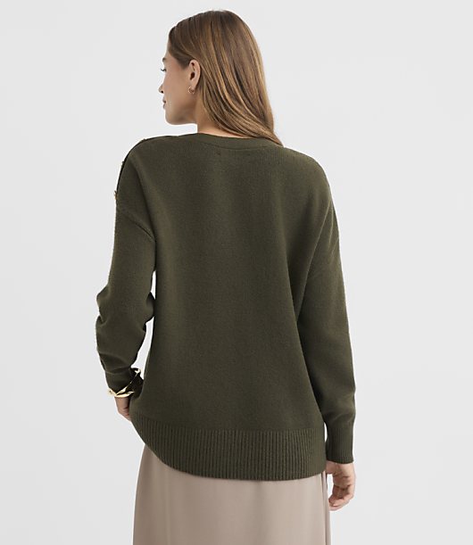 Petite Shoulder Button Boatneck Sweater