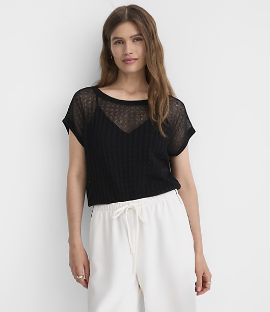 Pointelle Relaxed Wedge Sweater Tee