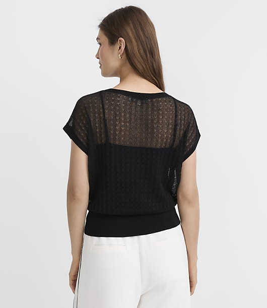 Pointelle Relaxed Wedge Sweater Tee