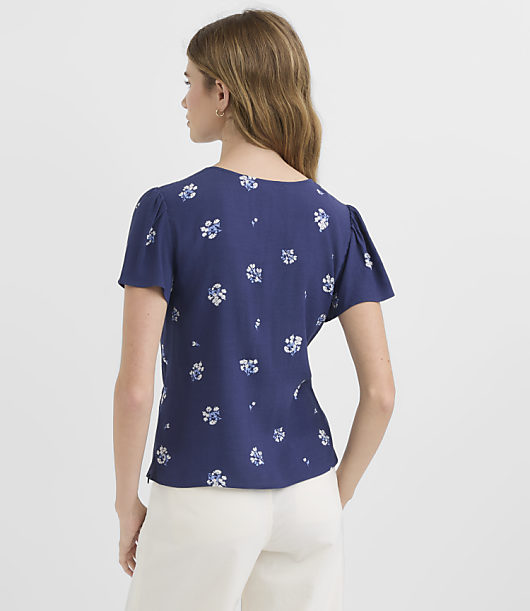 Floral Lace Trim V-Neck Top