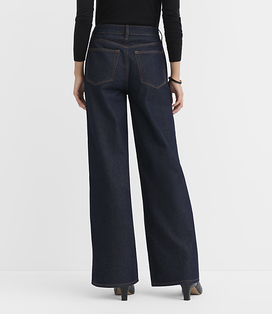 Rivete Side Paneled High Rise Relaxed Wide Leg Jeans in Classic Rinse Wash
