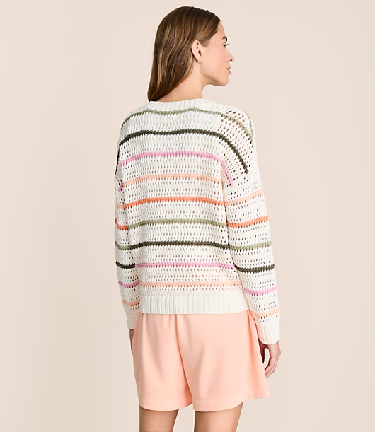 Petite Lou & Grey Pointelle Striped Sweater