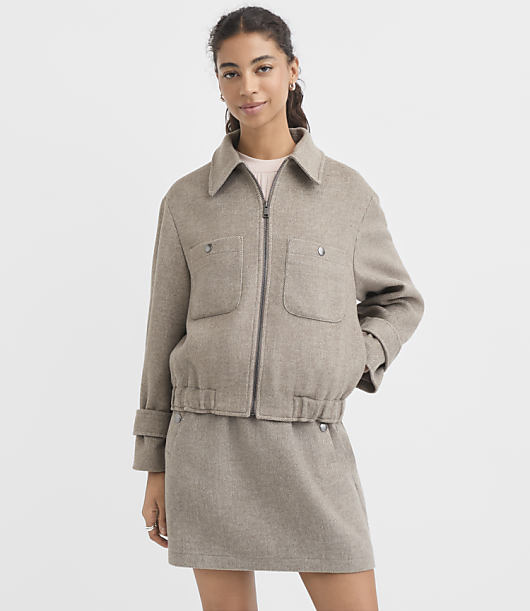 Petite Melange Twill Bomber Jacket