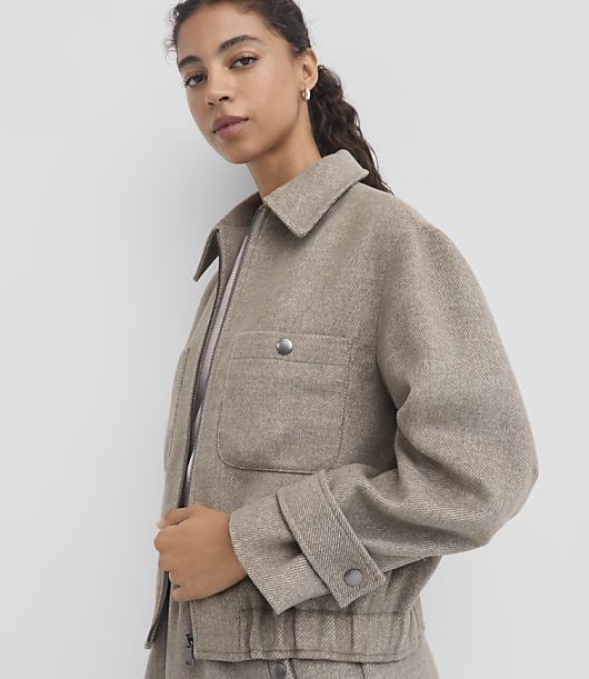 Petite Melange Twill Bomber Jacket