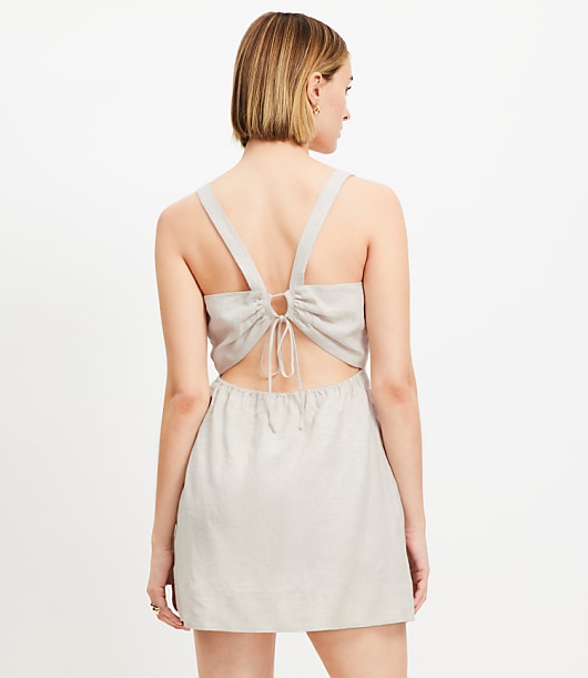 Petite Linen Cutout Back Mini Pocket Dress
