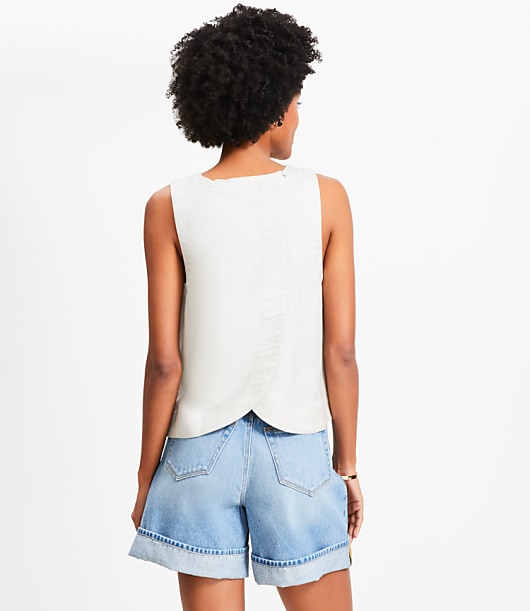 Petite Linen Blend Petal Back Shell