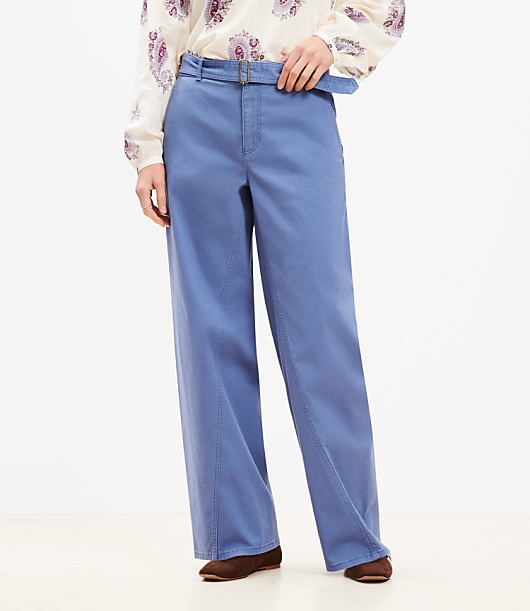 Belted Slim Wide Leg Pants