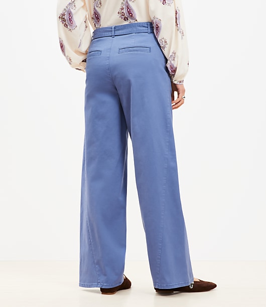 Belted Slim Wide Leg Pants