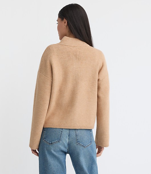 Ribbed Mock Neck Sweater Jacket