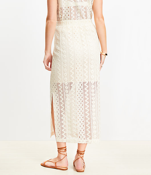 LOFT Beach Geo Crochet Midi Skirt