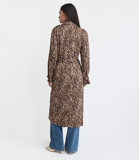 Leopard Print Fluid Trench Coat