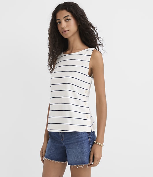 Striped Side Button Tank Top