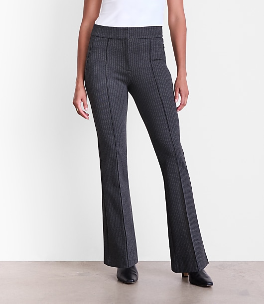 LOFT Versa Pintucked Ponte Flare Pants in Pinstripe
