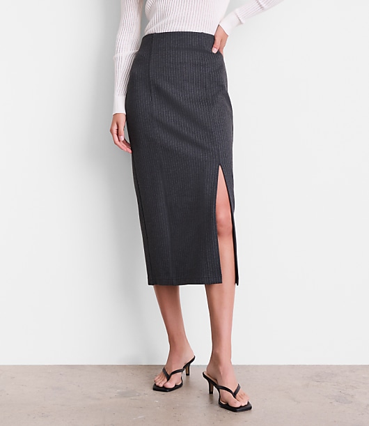 LOFT Versa Ponte Column Skirt in Pinstripe