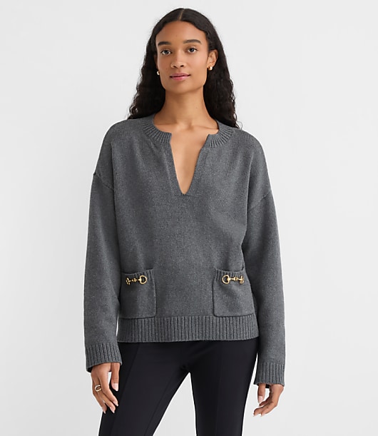 Heathered Horsebit Pocket Sweater