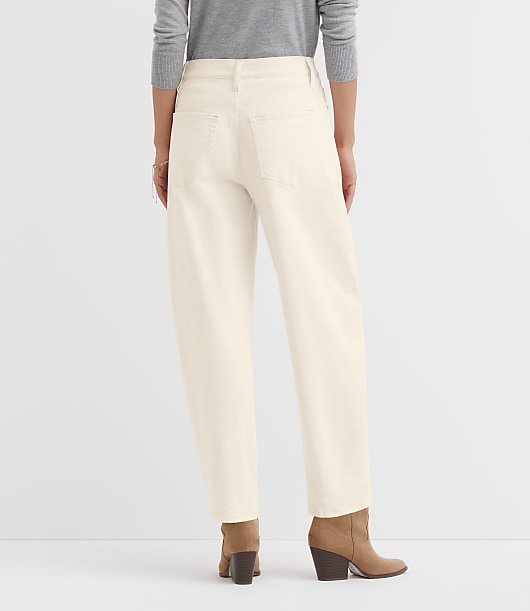 High Rise Barrel Jeans in Ivory