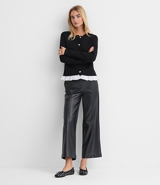 Poplin Ruffle Sweater Jacket