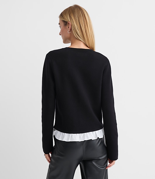 Poplin Ruffle Sweater Jacket