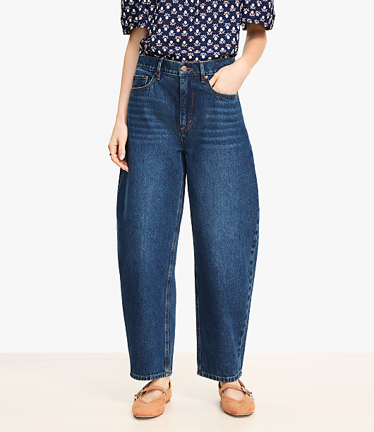 High Rise Barrel Jeans in Authentic Dark Wash