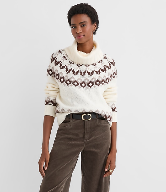 Fair Isle Cowl Neck Sweater