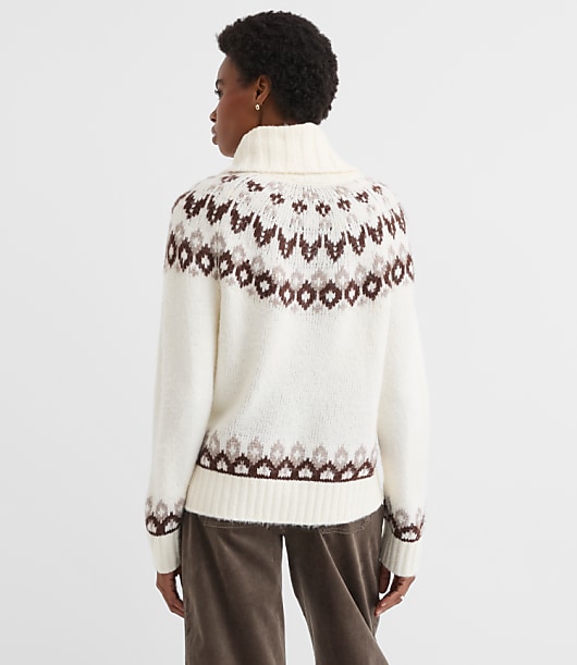 Fair Isle Cowl Neck Sweater