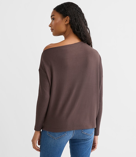 Petite Ribtrim Jersey Off The Shoulder Top