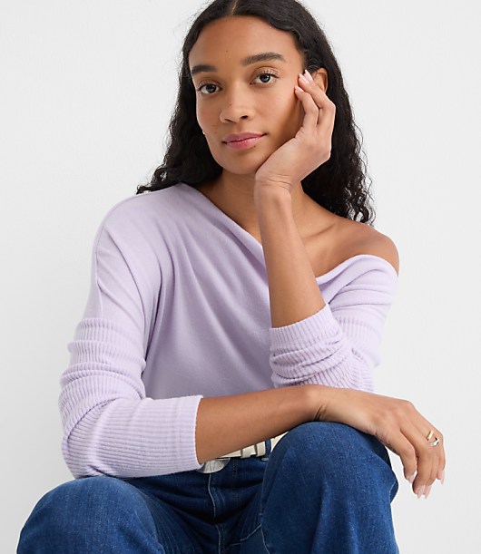 Petite Ribtrim Jersey Off The Shoulder Top