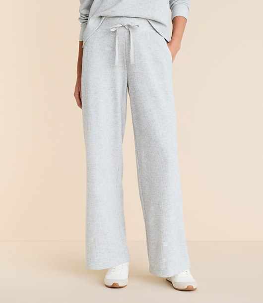 Petite Lou & Grey Heathered Upstate Waffle Wide Leg Pants