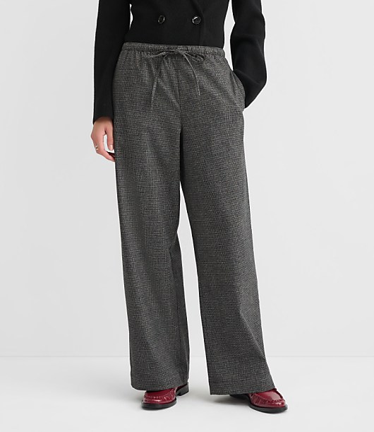Sawyer Pull On Pants in Houndstooth Brushed Flannel - Black Multi