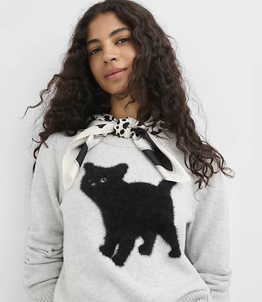 Petite Black Cat Sweater