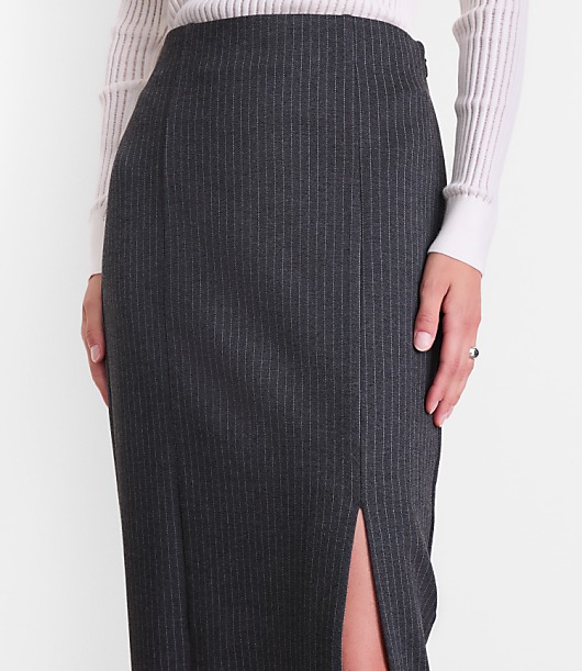 Petite LOFT Versa Ponte Column Skirt in Pinstripe