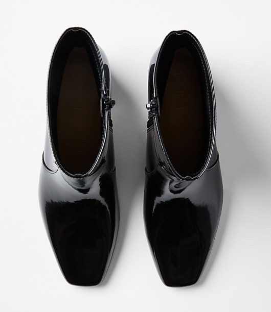 Patent Block Heel Booties