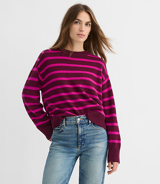 Petite Stripe Oversized Cashmere Sweater