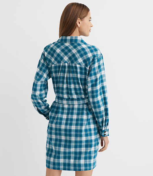 Petite Plaid Belted Mini Pocket Shirtdress