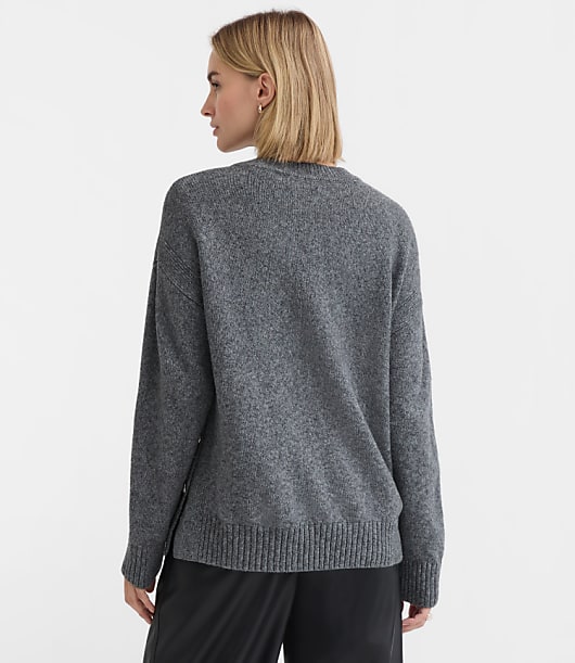 Petite Marled Side Button Tunic Sweater
