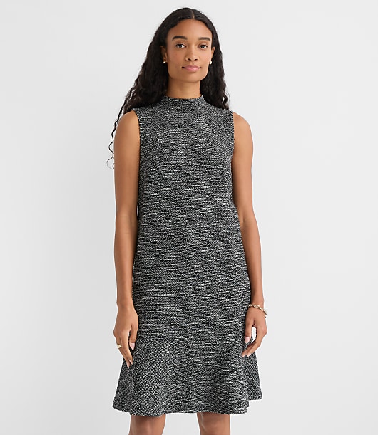 Heathered Jacquard Mini Flounce Dress