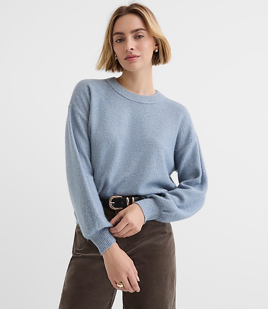 Floral Sequin Blouson Sweater