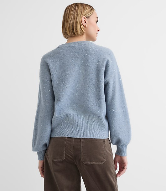 Floral Sequin Blouson Sweater