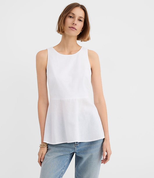 Loft Linen Cotton Peplum Top