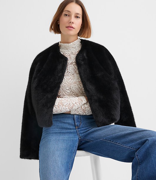Petite Modern Faux Fur Jacket