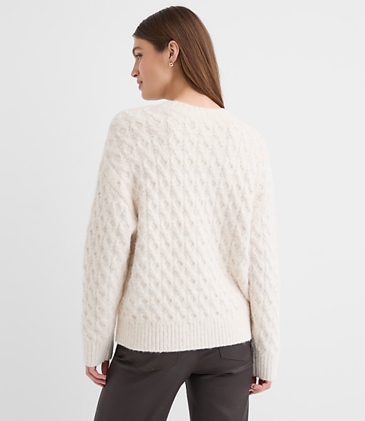 Petite Fuzzy Cable Sweater