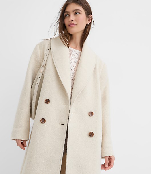 Petite Faux Fur Shawl Collar Belted Coat