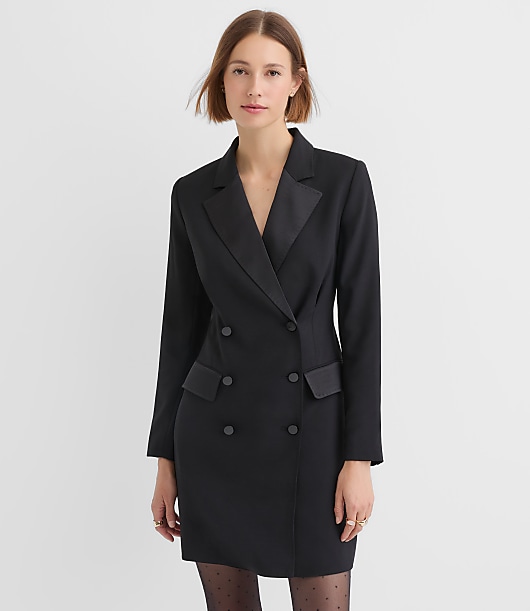 Satin Trim Blazer Mini Pocket Dress