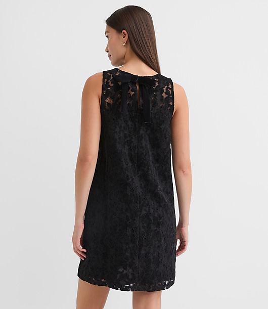 Petite Velvet Floral Lace Mini Dress
