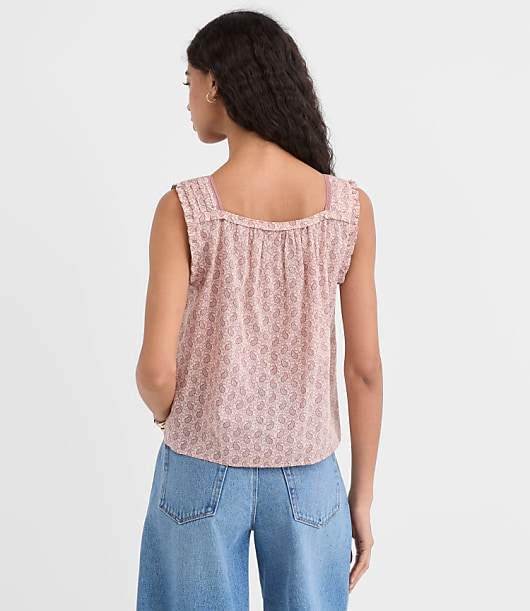Paisley Pintucked Square Neck Blouse